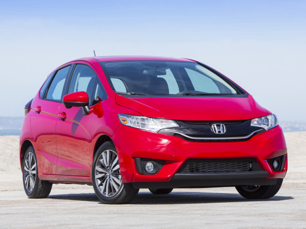 Обои картинки фото автомобили, honda, красный, 2014, fit, us-spec