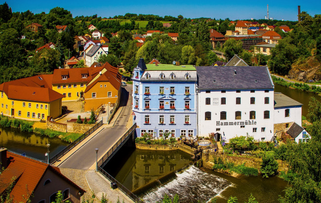 Обои картинки фото баутцен германия, города, - мосты, баутцен, германия, дома, река, дороги