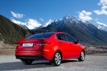 обоя автомобили, kia, rio, sedan, cis-spec, qb, 2015г, красный