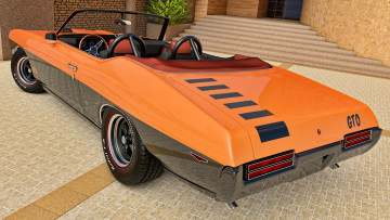 Картинка автомобили 3д pontiac 1969г