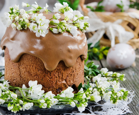 Обои картинки фото праздничные, пасха, цветы, яйца, выпечка