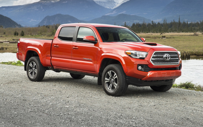 Обои картинки фото автомобили, toyota, 2016г, tacoma, trd, sport, double, cab, красный