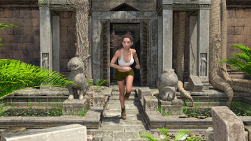 Картинка 3д+графика фантазия+ fantasy девушка взгляд фон бассейн змея