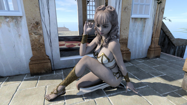 Обои картинки фото 3д графика, фантазия , fantasy, девушка, взгляд, фон