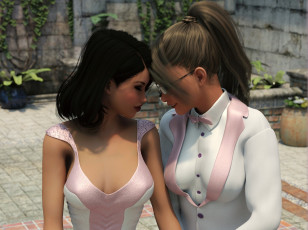 Картинка 3д+графика люди+ people девушки фон взгляд