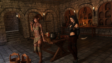 Картинка 3д+графика эльфы+ elves оружие эльфийка фон взгляд девушка