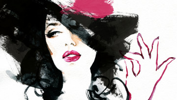 Картинка рисованное люди шляпа лицо девушка