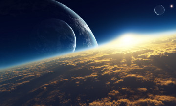 Картинка 3д+графика атмосфера настроение+ atmosphere+ +mood+ звезды галактика вселенная планеты облака