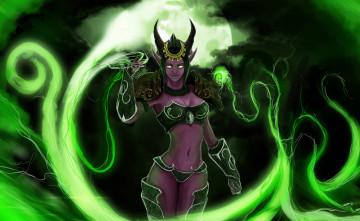 Картинка видео+игры warcraft+iii +the+frozen+throne эльф униформа фон девушка