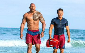 обоя кино фильмы, baywatch 2017, dwayne, johnson, zac, efron