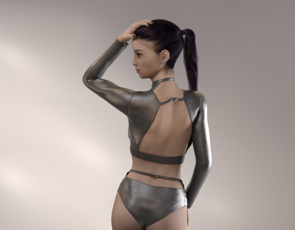 Обои картинки фото 3д графика, люди , people, фон, взгляд, девушка