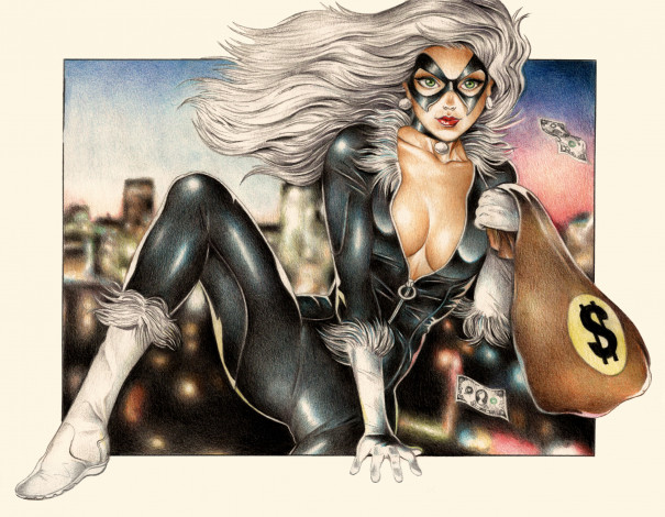 Обои картинки фото рисованное, комиксы, маска, фон, взгляд, униформа, девушка