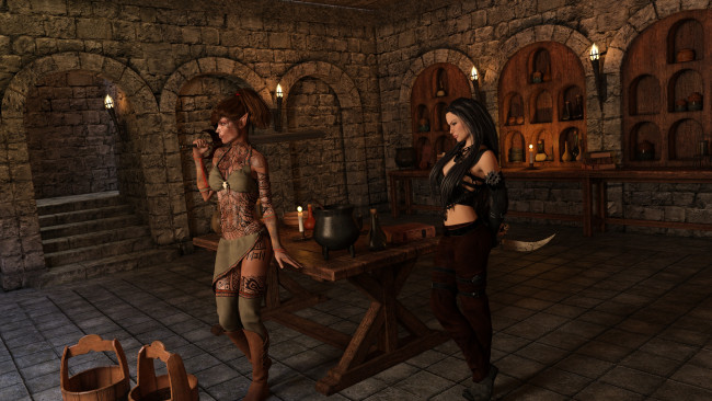 Обои картинки фото 3д графика, эльфы , elves, оружие, эльфийка, фон, взгляд, девушка