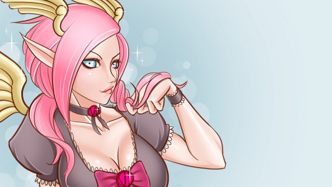 Обои картинки фото рисованное, комиксы, девушка, фон, взгляд, эльф