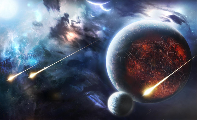 Обои картинки фото космос, арт, вселенная, планеты, звёзды, созвездия