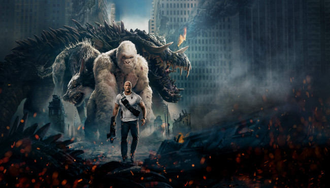 Обои картинки фото rampage , 2018, кино фильмы, rampage, дуэйн, джонсон, фантастика, постер, фильмы, davis, okoye, боевик