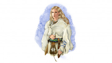 Картинка рисованное люди девушка фон взгляд шубка