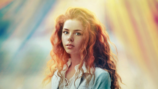 Обои картинки фото эрика постникова, девушки, - лица,  портреты, эрика, постникова, лицо, портрет, рыжеволосая, девушка, модель, красотка, взгляд, макияж, сексуальная, веснушки