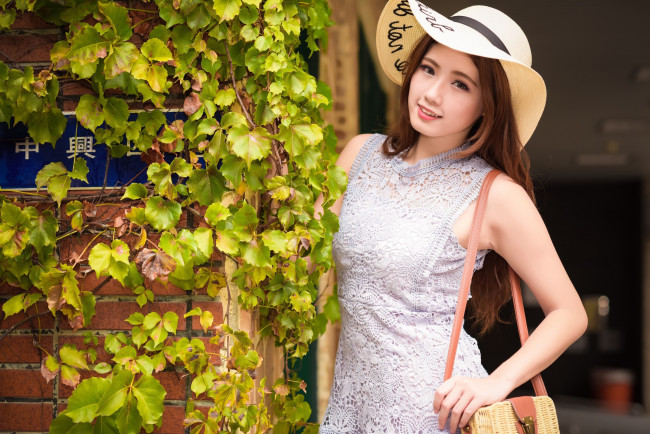 Обои картинки фото девушки, - азиатки, азиатка, кружевное, платье