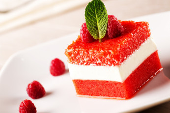 Картинка еда мороженое +десерты малина мята десерт трехслойное желе