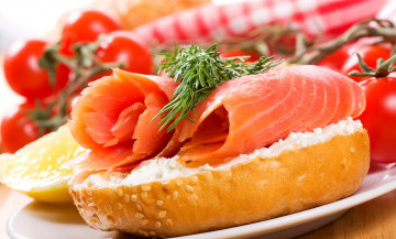 Картинка еда бутерброды +гамбургеры +канапе помидоры бутерброд укроп форель