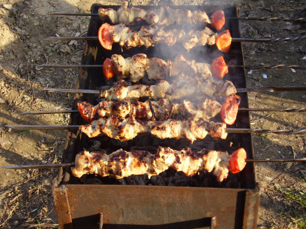 Обои картинки фото еда, шашлык, барбекю