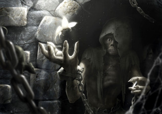 Картинка фэнтези существа узник бабочка свет тьма light darkness butterfly