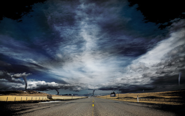 Обои картинки фото природа, стихия, смерч, дорога