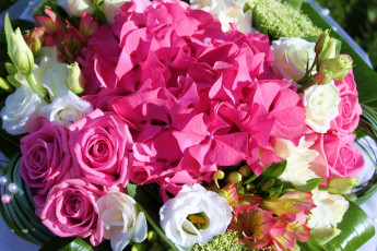 Картинка цветы букеты +композиции гортензия эустома розы
