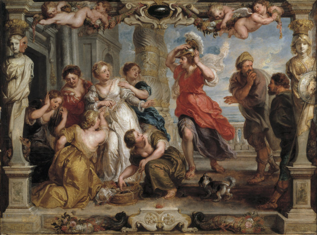 Обои картинки фото рисованные, pieter paul rubens, detection, of, odysseus, achilles, among, the, daughters, likomeda, питер, пауль, рубенс, pieter, paul, rubens