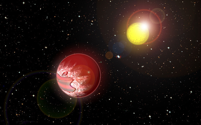 Обои картинки фото компьютеры, apple, планеты, звезды