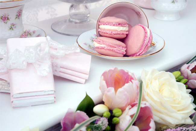 Обои картинки фото еда, - макаруны, розовый