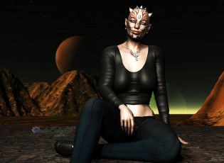 Картинка 3д+графика существа+ creatures планета горы взгляд фон костаники