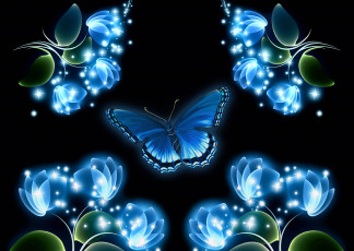 Картинка векторная+графика животные+ animals свет цветы бабочка узор линии