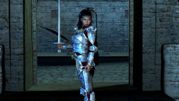 Картинка 3д+графика амазонки+ amazon оружие девушка взгляд фон