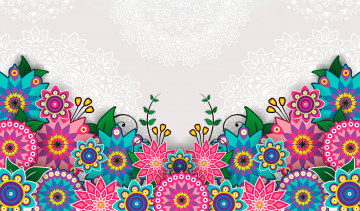 обоя векторная графика, цветы , flowers, цветы, узор, яркий, цвет