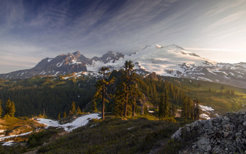 Картинка природа горы morning mount baker light
