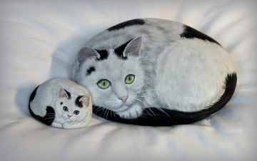 Картинка разное ремесла +поделки +рукоделие камни коты нарисованные рисунки