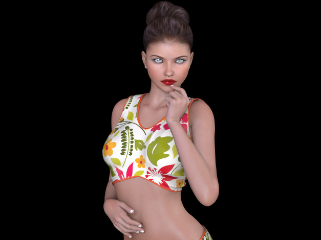 Обои картинки фото 3д графика, люди , people, девушка, взгляд, фон