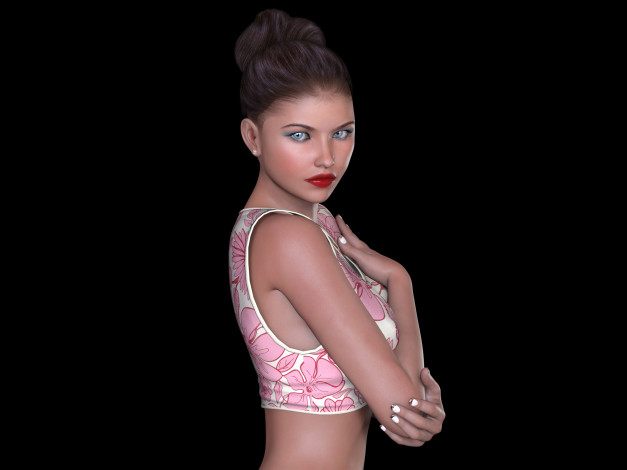 Обои картинки фото 3д графика, люди , people, девушка, взгляд, фон