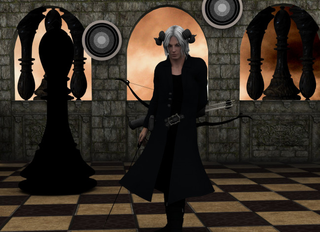 Обои картинки фото 3д графика, люди , people, мужчина, шахматы, фон, взгляд