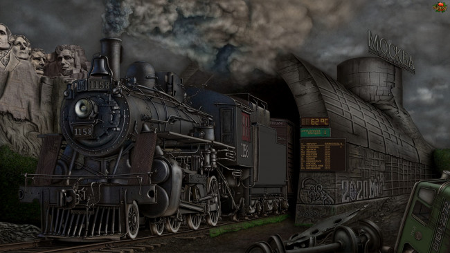 Обои картинки фото 2020, фэнтези, транспортные средства, москва, паровоз, бункер