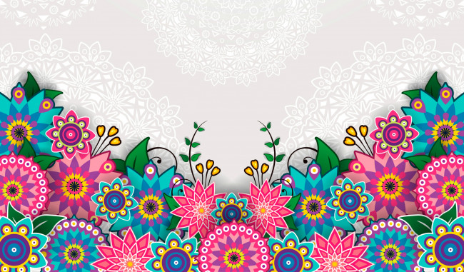 Обои картинки фото векторная графика, цветы , flowers, цветы, узор, яркий, цвет