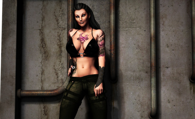 Обои картинки фото 3д графика, люди , people, фон, взгляд, девушка