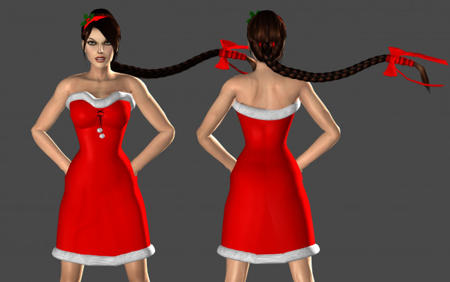 Обои картинки фото 3д графика, люди , people, бантик, коса, фон, взгляд, девушка