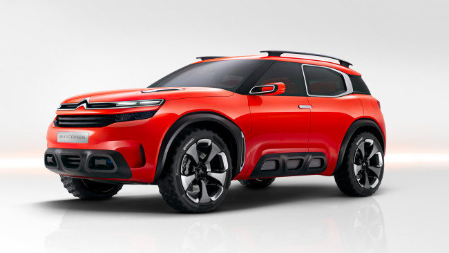 Обои картинки фото citroen aircross concept 2015, автомобили, citroen, ds, красный, кроссовер, внедорожник, графика, 2015, concept, aircross