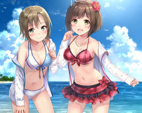 Картинка аниме idolm@ster взгляд девушки фон