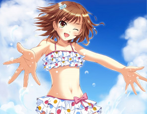 Картинка аниме toaru+majutsu+no+index взгляд фон девушка