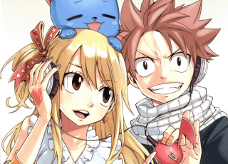 Картинка аниме fairy+tail нацу люси хеппи