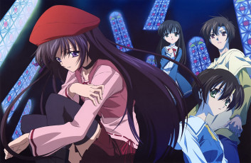 Картинка аниме sola окна витражи девушки берет